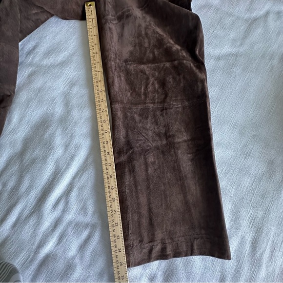 C'est City Pants Womens 12 Brown Suede Straight Leg Genuine Leather Classic - Picture 4 of 11
